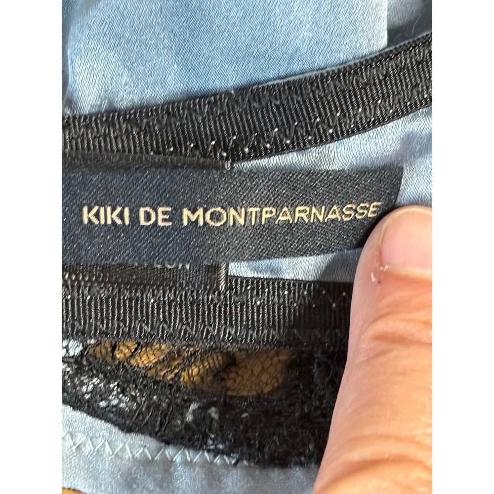 Kiki de Montparnasse Silk Lace Demi Bra Blue Black 34D Underwire Lingerie USA